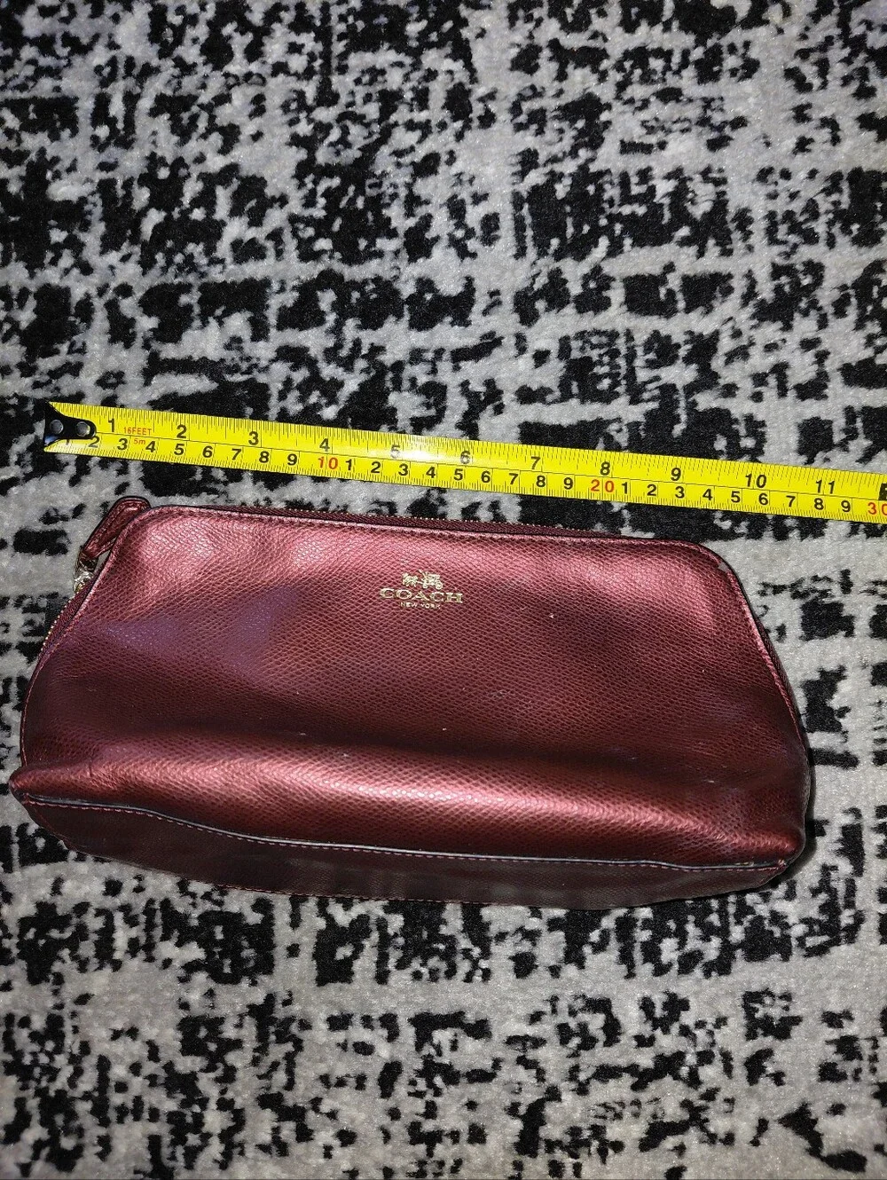 Coach Metallic Plum Cherry Leather Cosmetic Case 17 Makeup Pouch F53387 CC